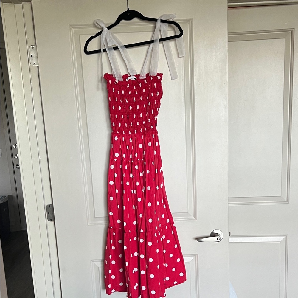 En Saison Red Polka Dot Midi Dress